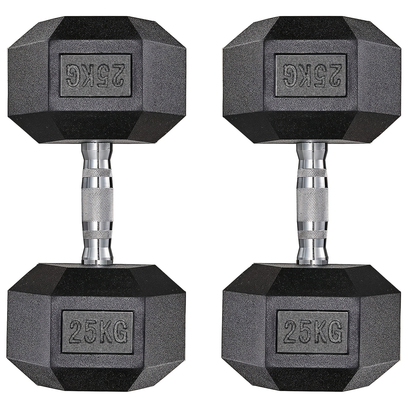25kg Dumbbell, 1pc/2pcs, Hexagonal Dumbbell, Non-slip Coating, Ergonomic Handle, Poly Rubber Dumbbell Set, Dumbbell Set, Cardio Weight Training For Home And Gym