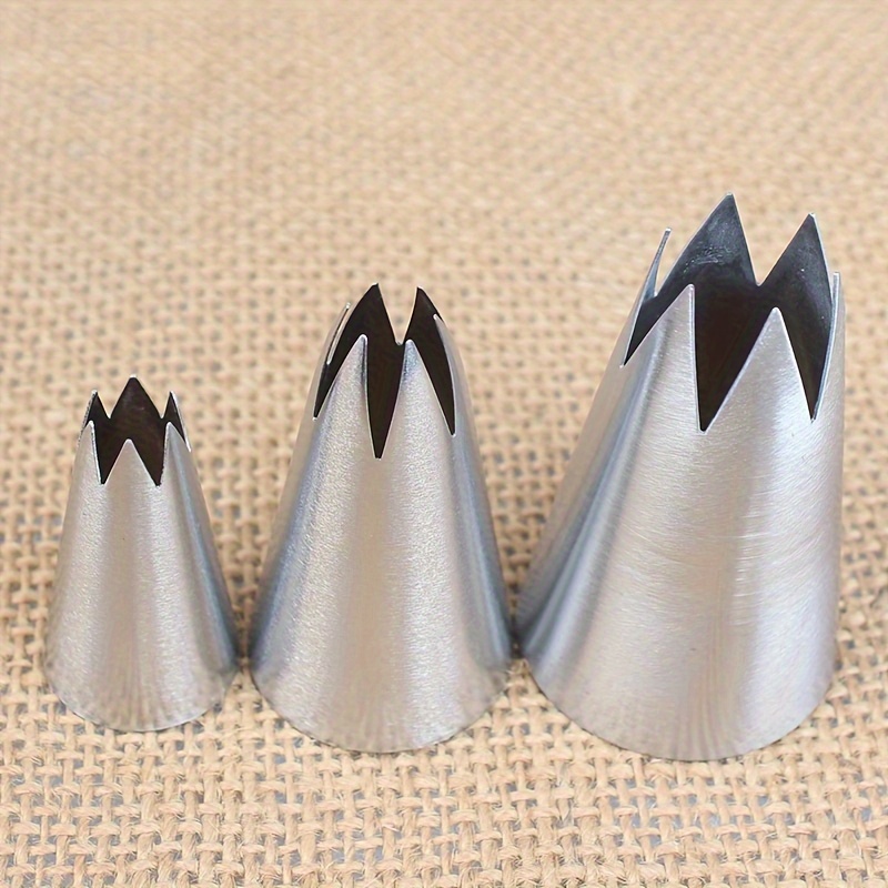 3pcs 6-tooth Cake Decorating Nozzles | Stainless Steel, Sizes Small, Medium, Large For Christmas, Halloween, Easter Decorations
