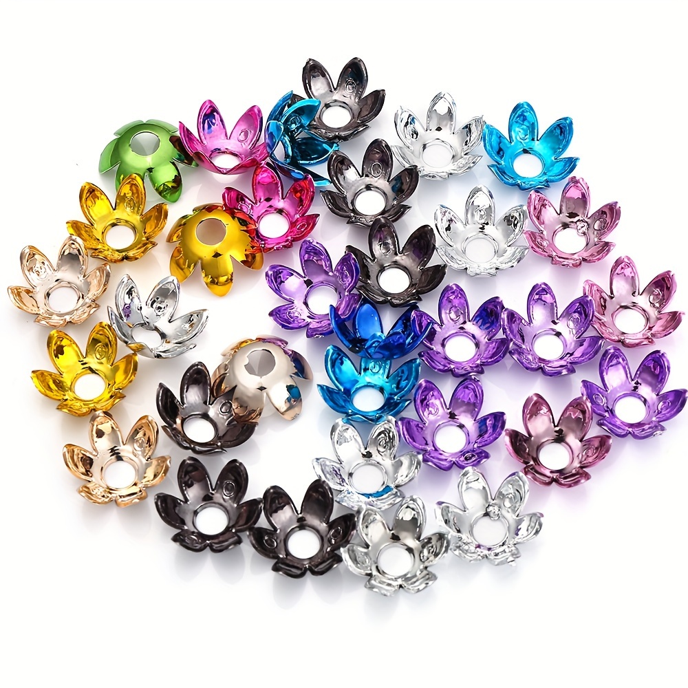 Image of 20pcs 16mm Random Color Flower Beads Caps Acrylic Jewelry Beads For Making Beaded Bracelet Necklace Keychain Diy Ornament Supplies