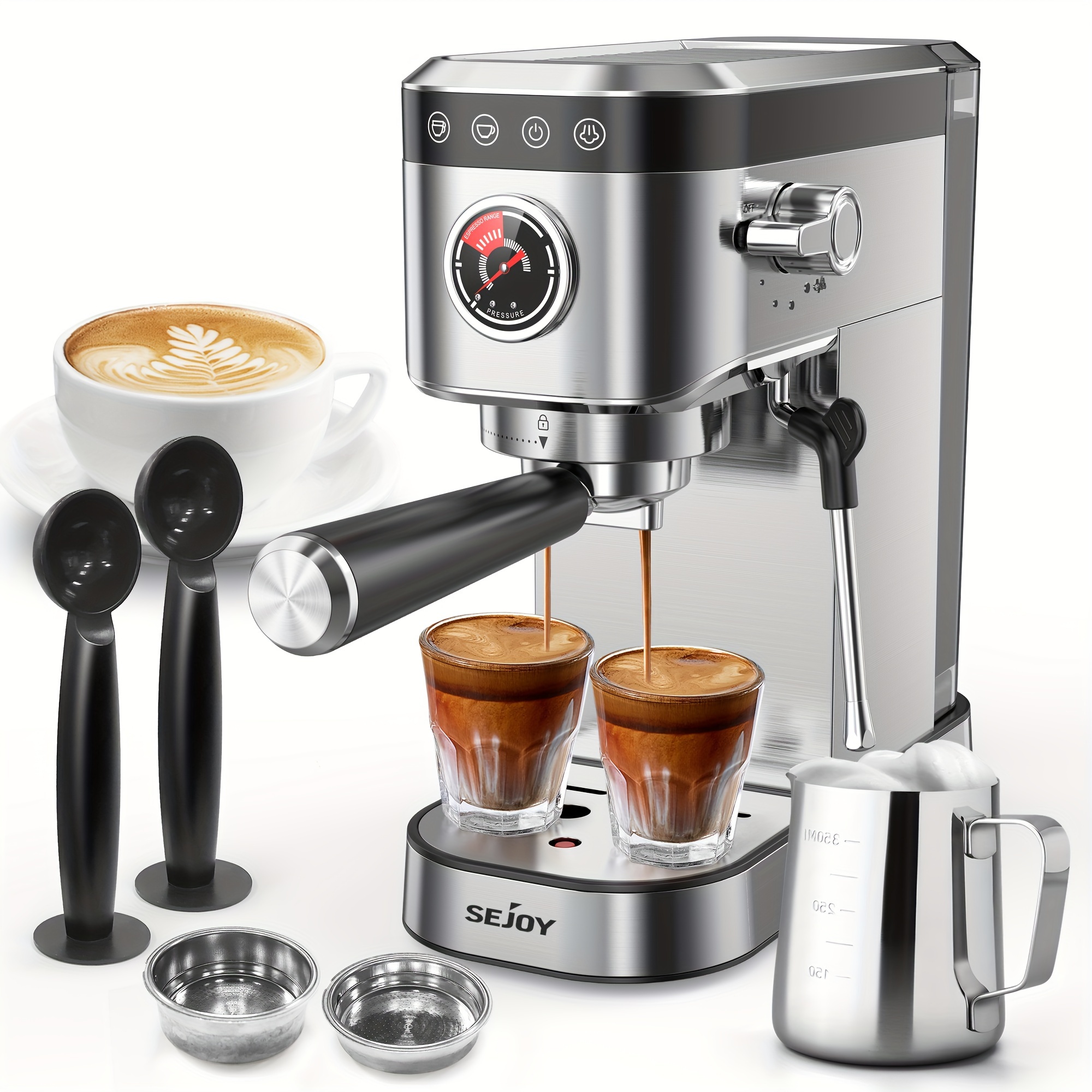 

Espresso Machine 20 Bar For , Professional Espresso Maker With Milk Steam Wand & Latte-art Cup, Compact Coffee Machine With 34oz Removable Water For Cappuccino, Latte, Gift For Dad Or Mom