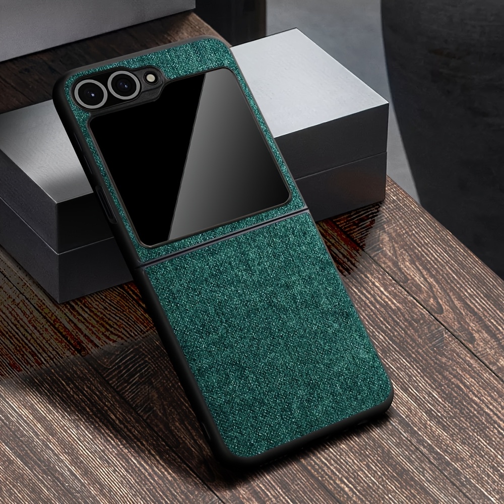 TEMU Phone Case: Case For For Galaxy Z Flip 7 6 5 Blink Linen Texture Faux Leather Phone Back Cover For Galaxy Z Flip 7 Case