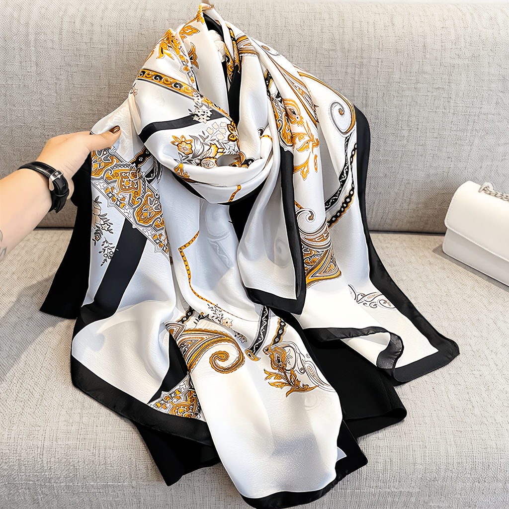 New Fashionable Soft Shawl, Beach Scarf, Holiday Chain Printed Women's Oversized Scarf, Spring And Autumn Scarf, Warm Headscarf