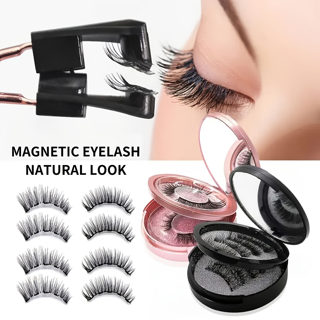 

Magnetic Eyelashes Kit - 8pcs Reusable 3d False Lashes, , Waterproof & , Dual Magnet With Applicator, No Eyeliner Needed, Makeup Beauty Essential- Daily Use, Parties & Christmas Gifts Winter