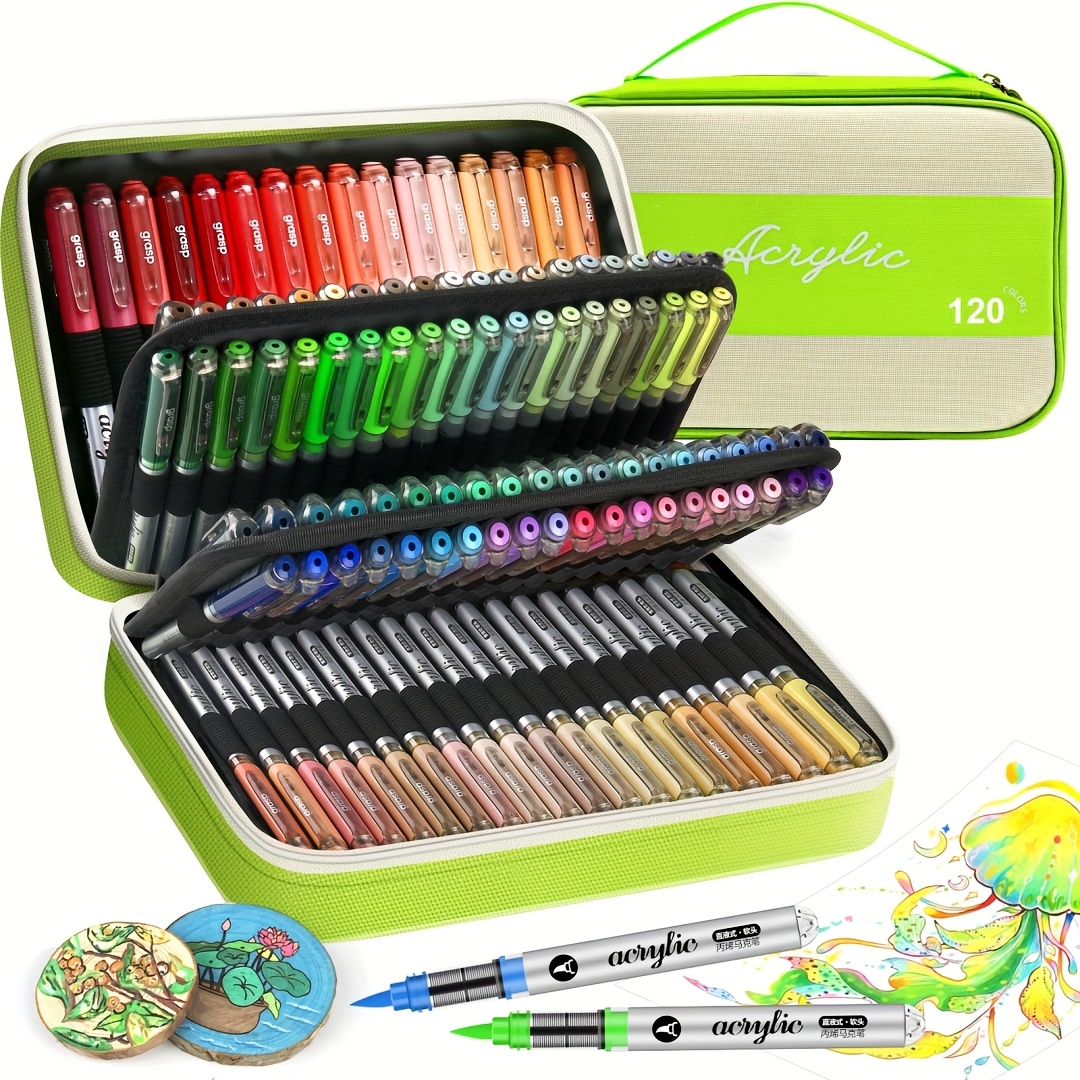 

Grasp120 Acrylic Paint Marker Set, 120 Colors, Odorless, Non-toxic, Portable With Carrying Case, Professional Art Supplies For Office, Study, Diy Crafts, Gift Idea