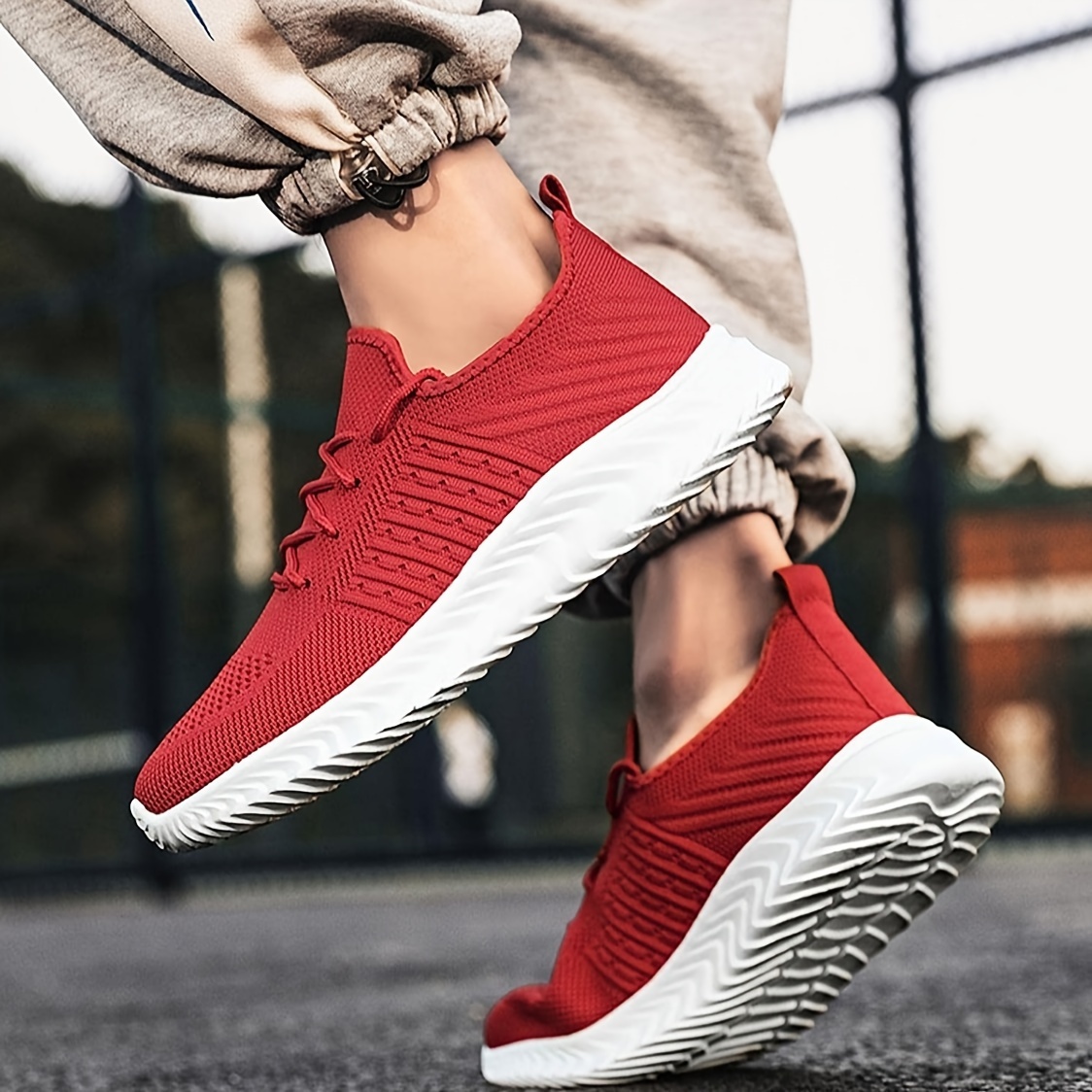 [Lightweight Design] Women's Lightweight Breathable Red Sneakers Slip-On  Walking Running Shoes with Rubber Sole for Gym, Tennis, and Casual Wear