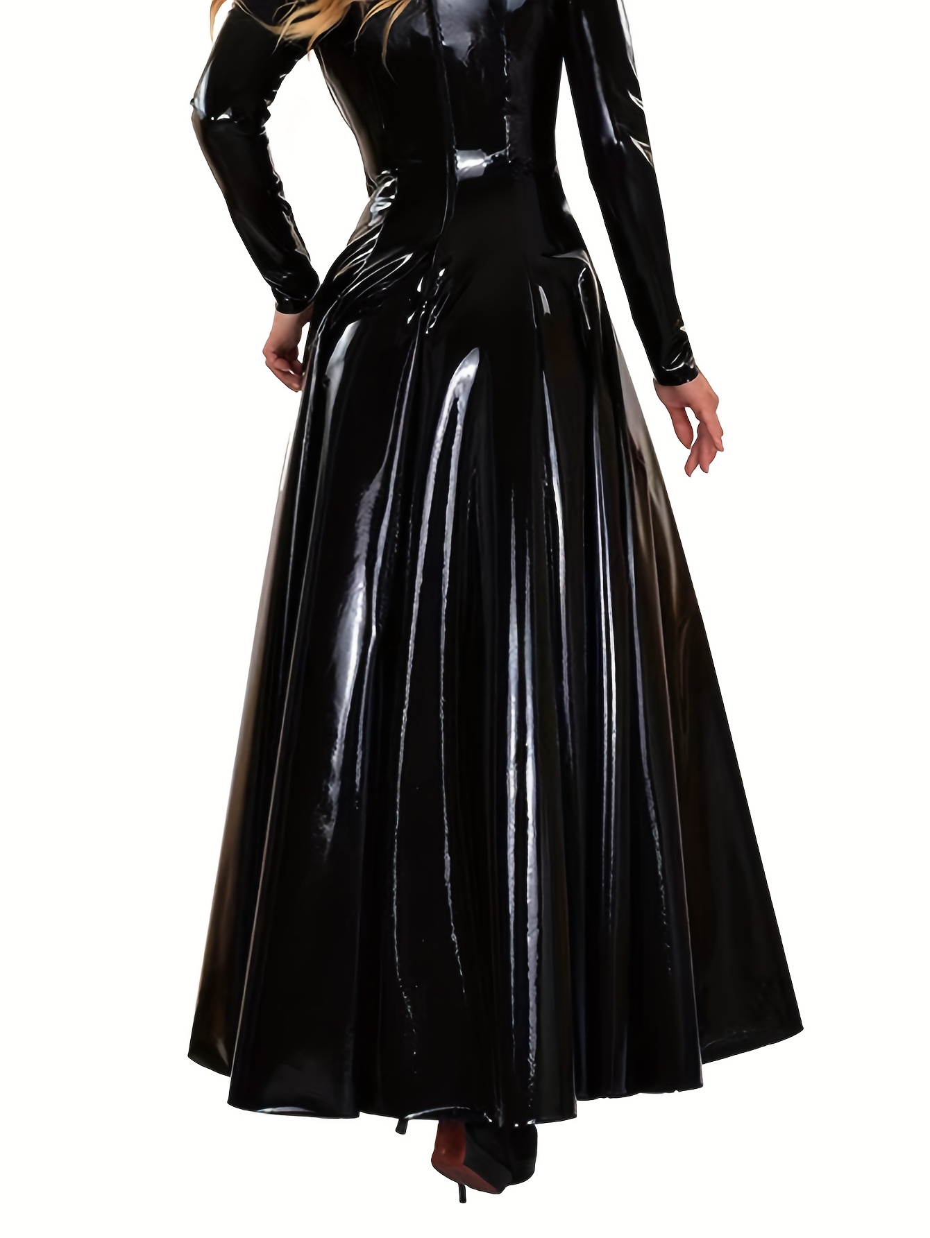 plus size women pendulous dress floor length high neck pvc - Temu