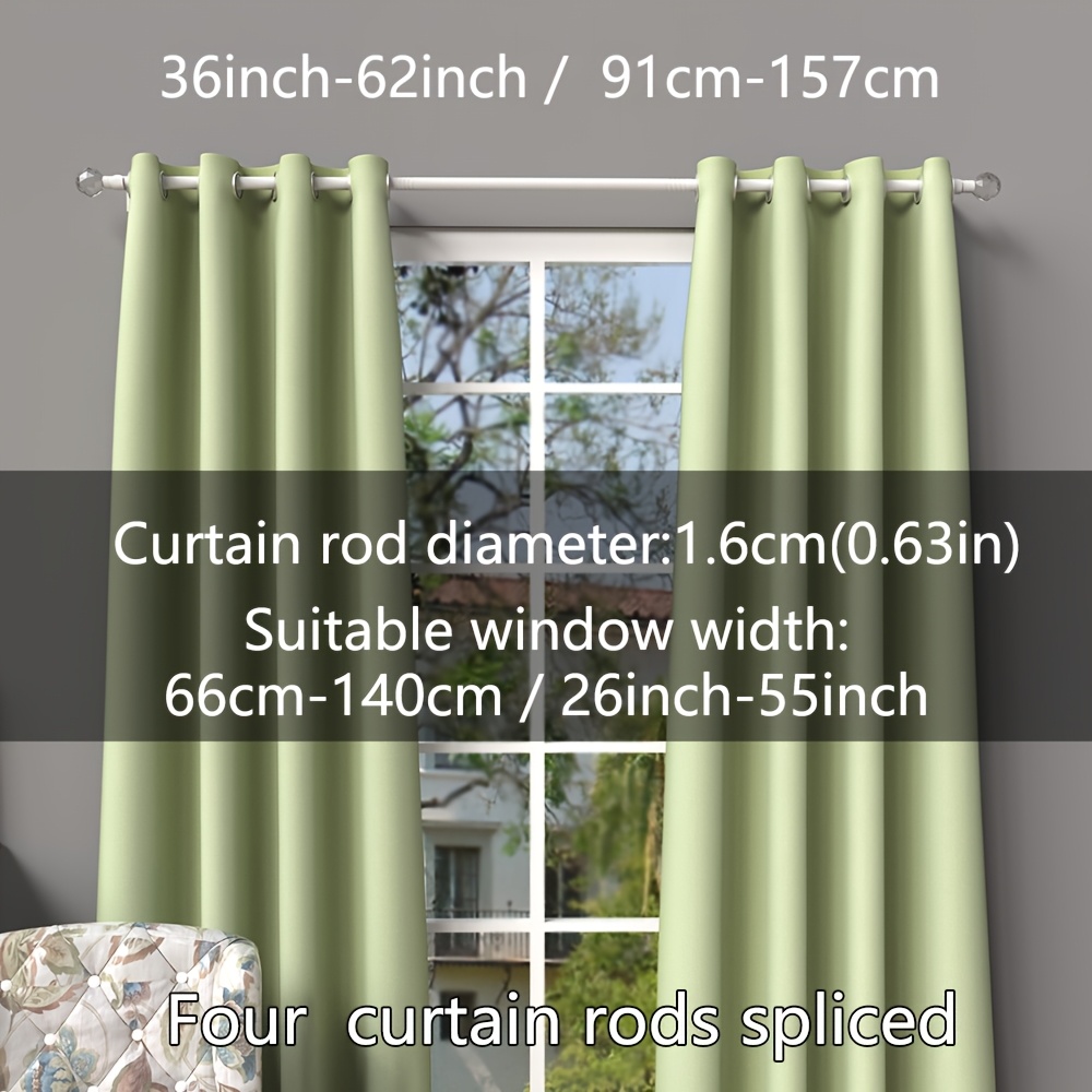E-shop Klassischer Minimalistischer Vorhangstange 5/8 Zoll, Langlebig und für Fenster 28-144 Zoll, Transparente Kristall-Stil Dekorationsenden, Weißer