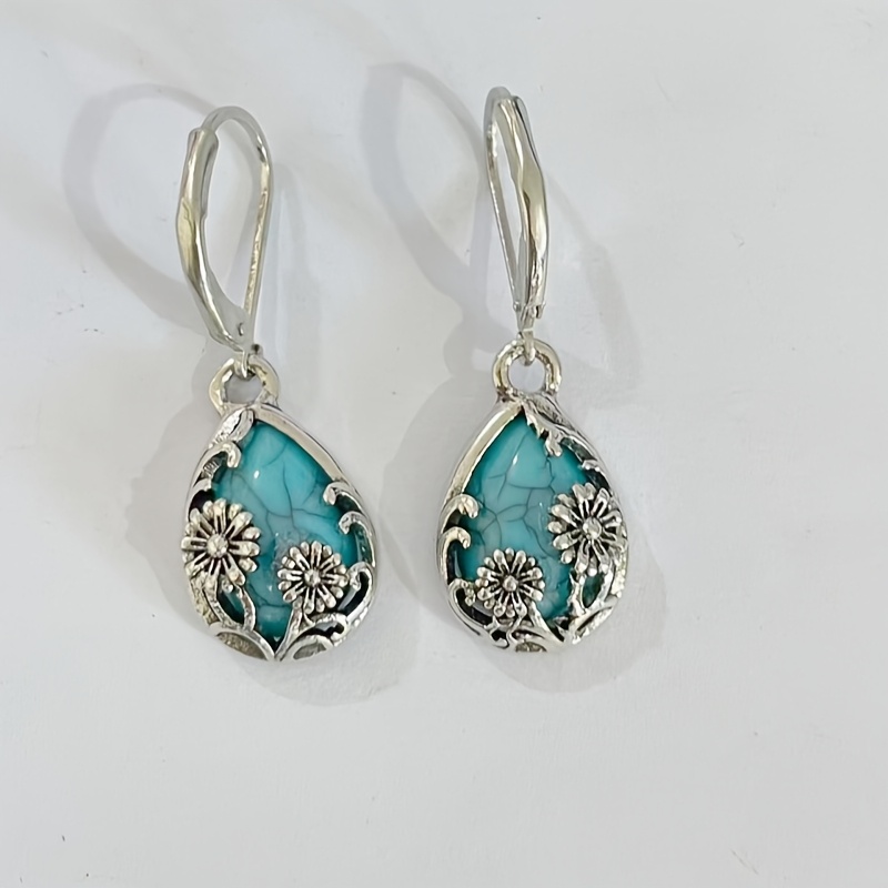 TEMU Pendientes de , pendientes retro de de agua con sintética para mujer, para uso diario, fiestas y vacaciones, joyería vintage