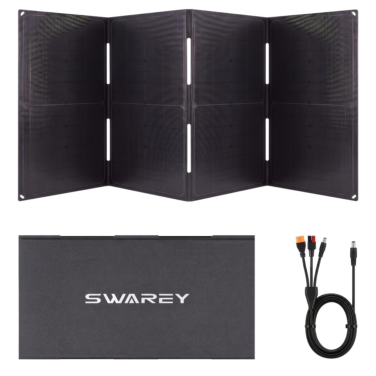 TEMU 60w Foldable Solar Panel Portable Solar Mobile Phone Charger With 3 Ports | Type-c/usb-a Fast Charging, Ports. Suitable For Smartphone, Camera,