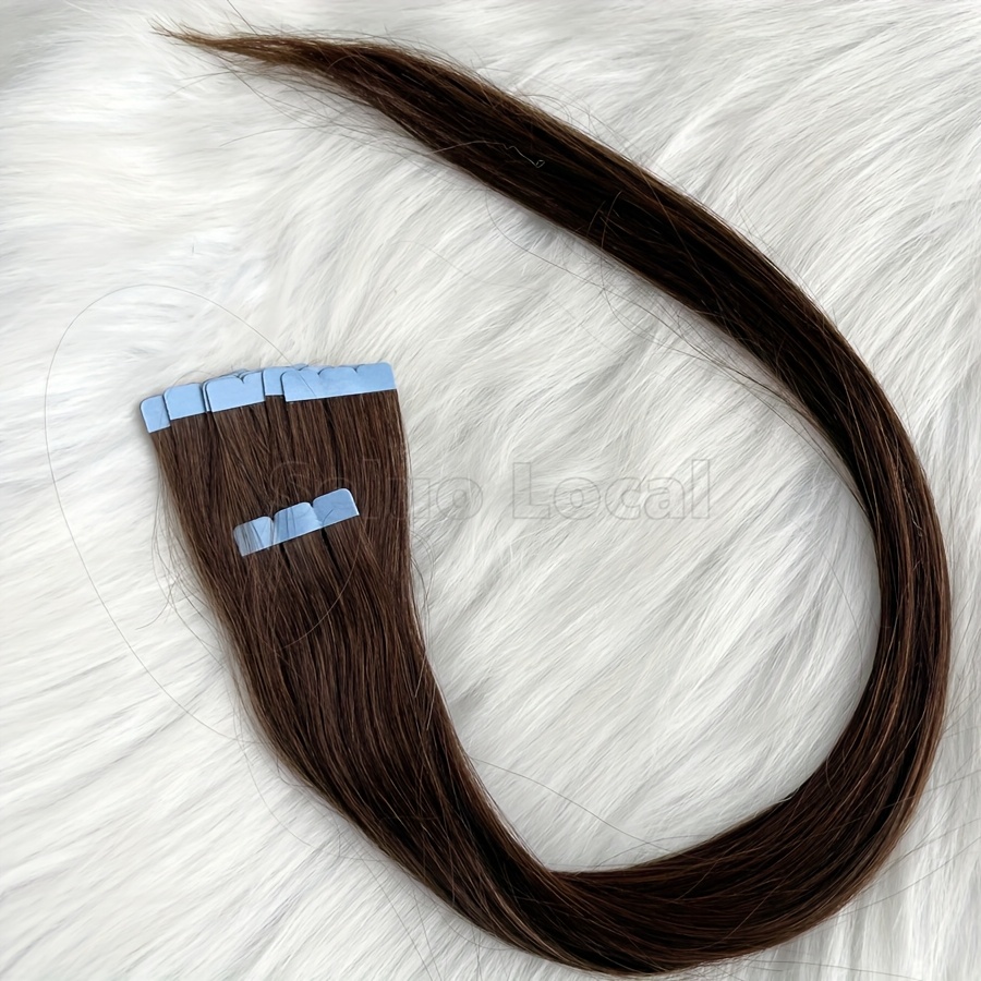   human hair   tape in extensions 12 20 inches straight seamless hair for   women   light brown easy application   hair additions versatile styling options sleek   details 4
