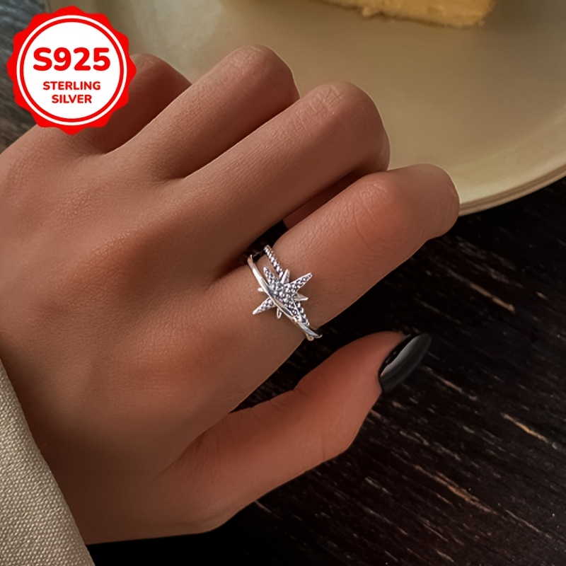 Vintage Double Layer Hollow Star Women's Ring - 925 Silver - 2.5g