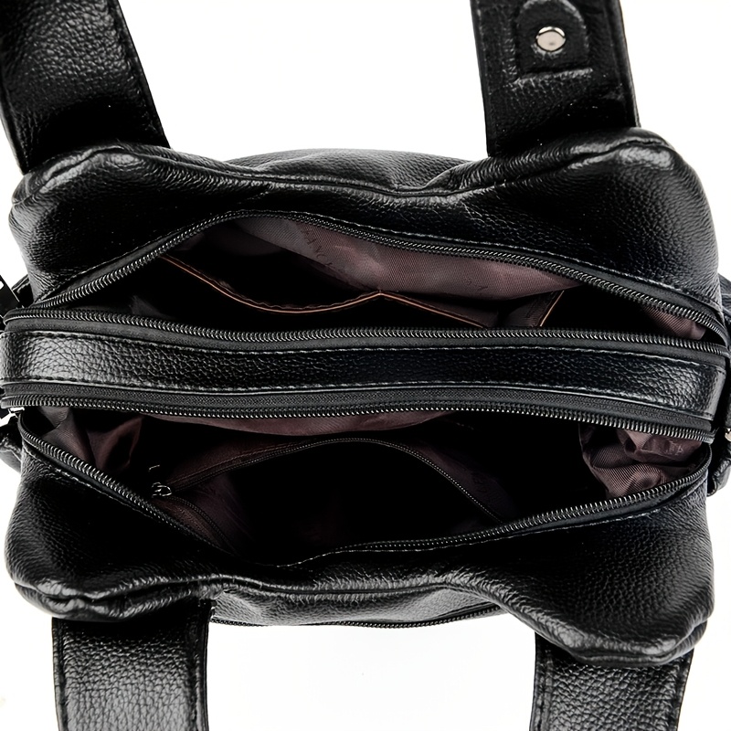 Ethnic Style PU Women'S Shoulder Bag, Trendy Women'S Tote Bag, Double-Layer Main Compartment Handbag, Suitable for Commuting, Shopping, Dating, Traveling, And More