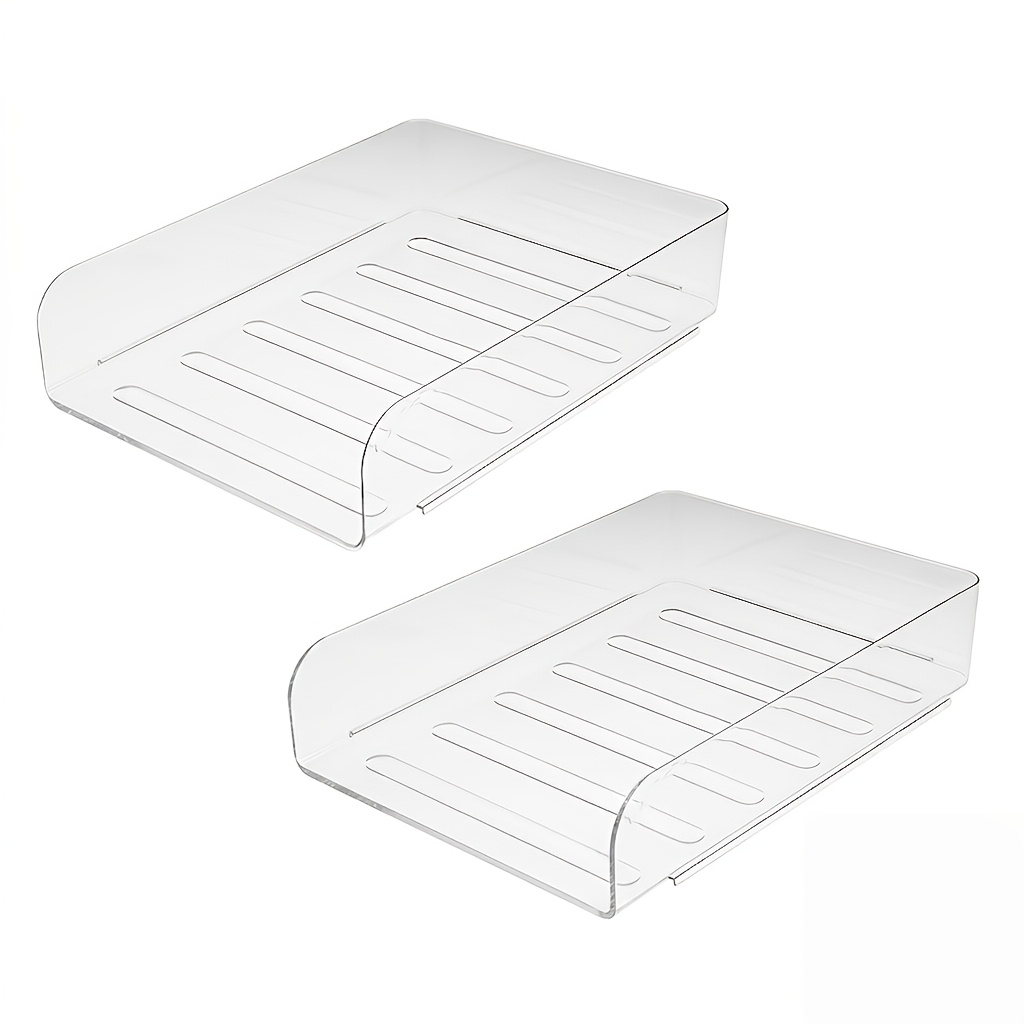 TEMU Amell Bear 2pcs Stackable Letter Trays, A4 Size Paper Organizer, Clear Desktop File Organizer, Suitable For School, Office, And Home, Desktop