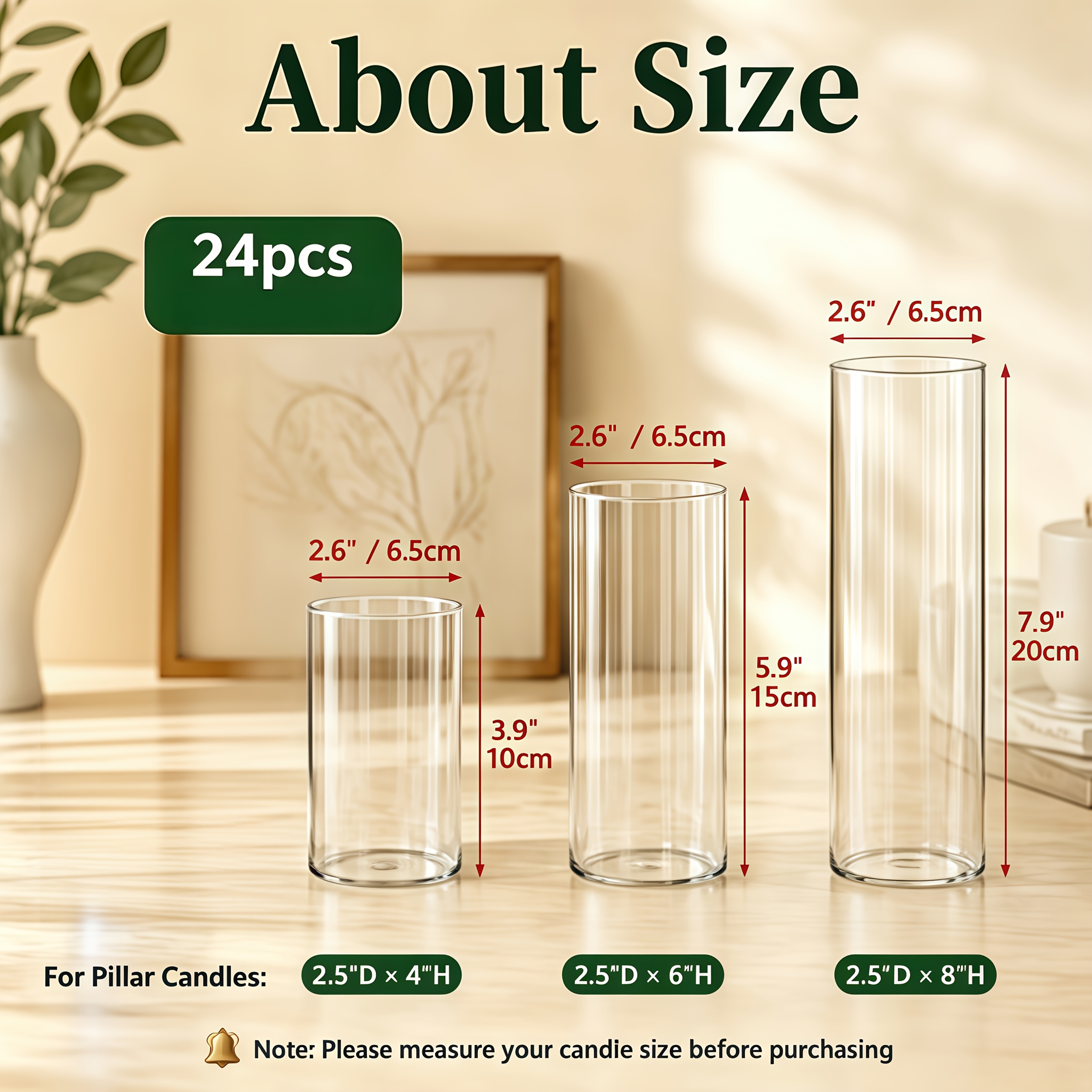 24pcs Cylinder Glass Vases for Centerpieces