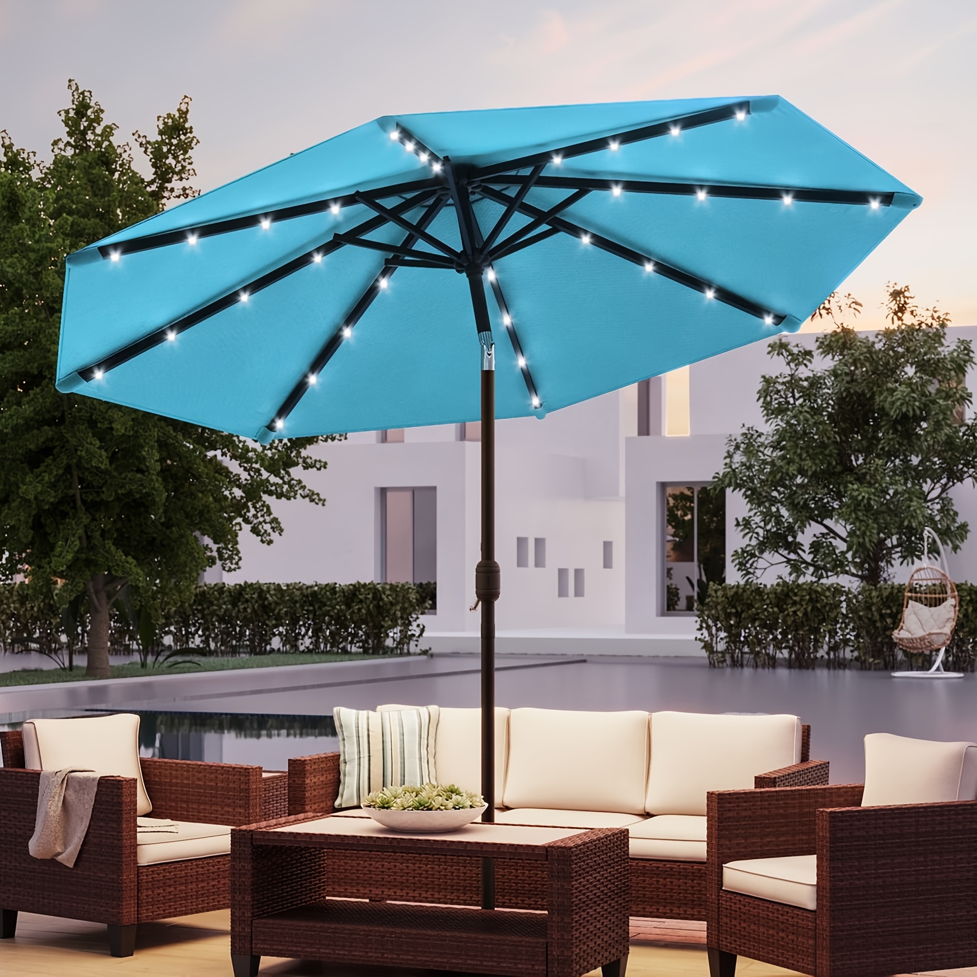 patio 10 market umbrellas solar lights table umbrella - Temu