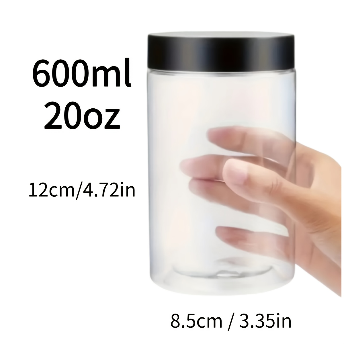 6pcs 600ml/20oz Plastic Airtight Storage Jars with Gasket, Strong Seal, Plastic Mason Jars for Kitchen Use, Suitable for Dried Fruits, Honey, Nuts, Kitchen, and Home Organization