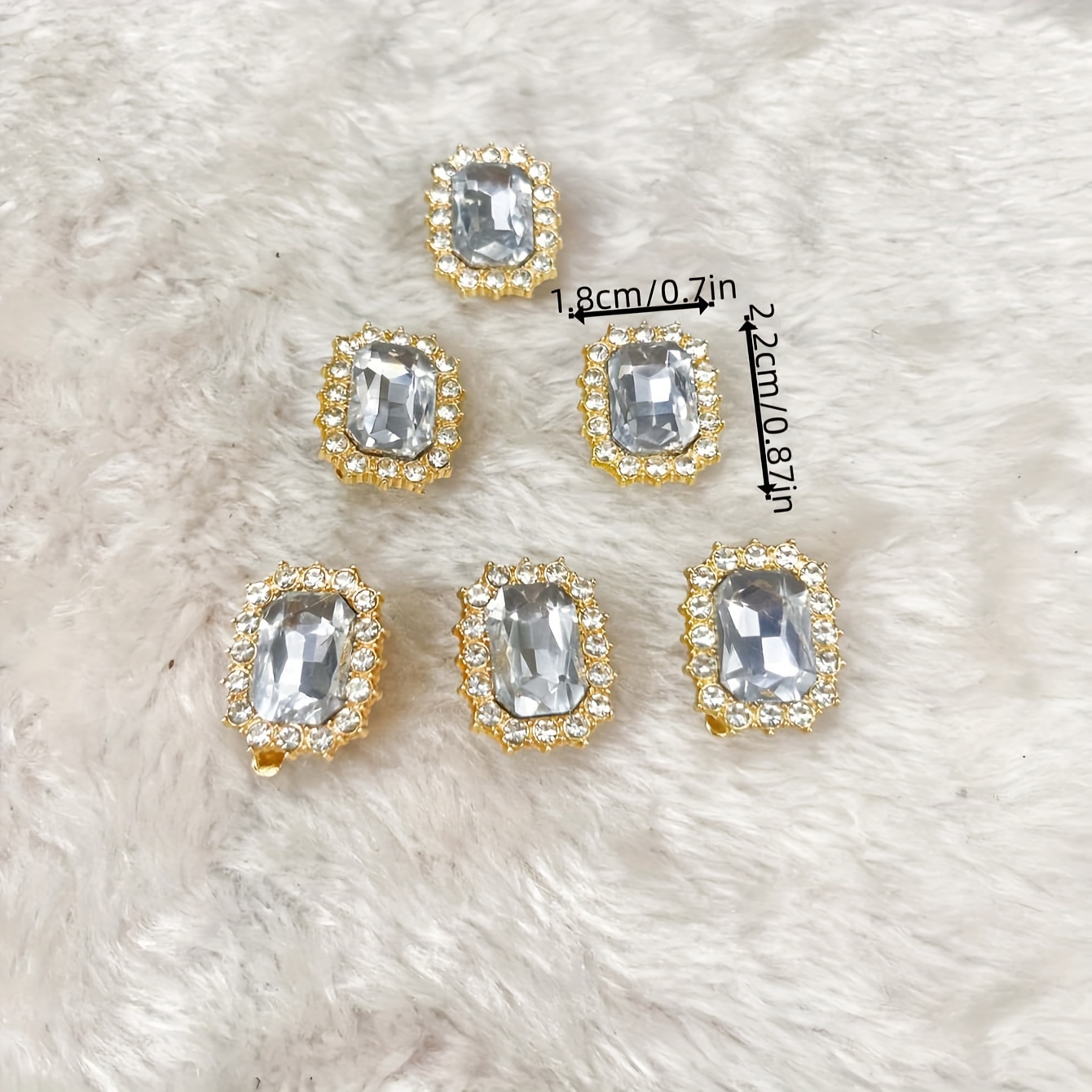 Image of 6pcs Set Of Detachable Diamond-decorated Glass Shiny Alloy Buckles Suitable For Women's Shoes, Boots, Bags, Clothing, Versatile Diy Decorations