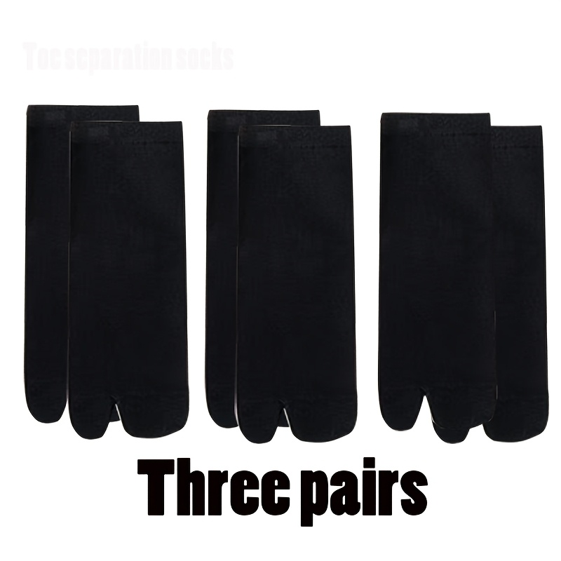 TEMU 3 Pairs Women's And Men's Universal Split Toe Socks Black White Gray Versatile Socks Novelty Spring Summer Autumn And Winter New In Flip Flops