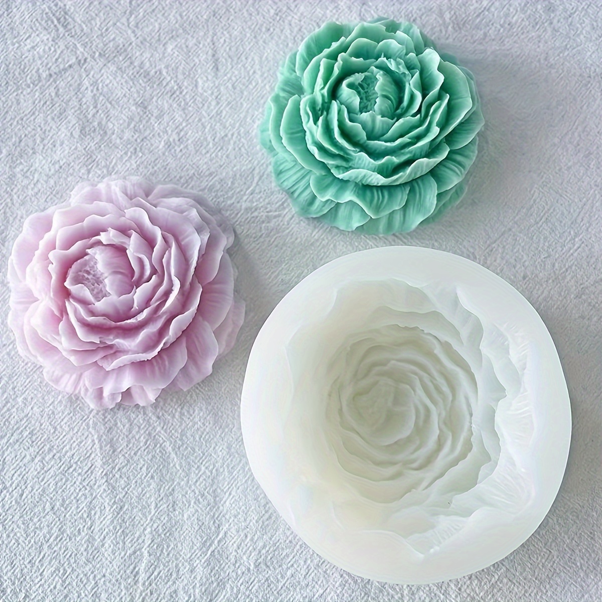 

1pc Peony Flower Candle Silicone Mold Diy Drop Glue Mold Aromatherapy Gypsum Plaster Ornament Silicone Mold
