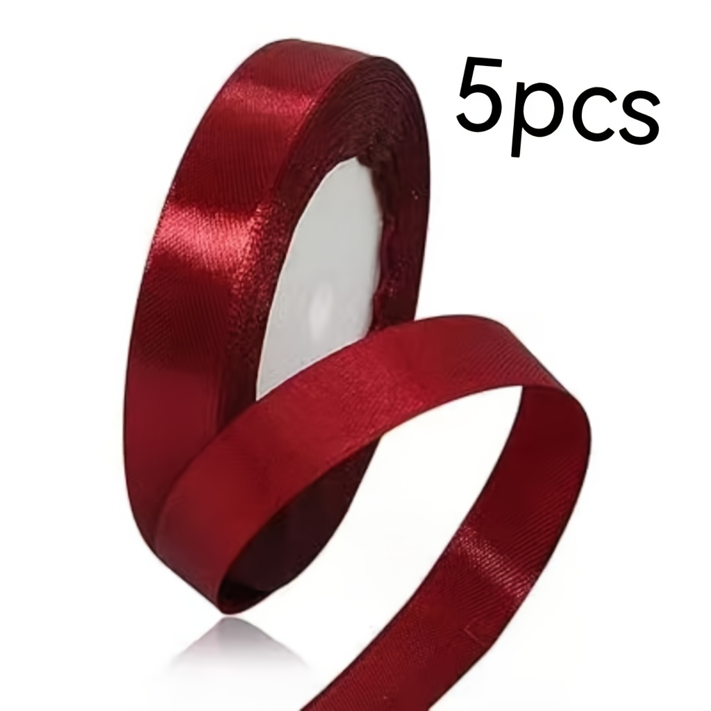 TEMU Lot de 5 rouleaux de 125 (114,3 m), 25 par rouleau, ruban de vin pour nœuds main, fleurs, pâtisserie, emballage de boîtes cadeaux, décoration de