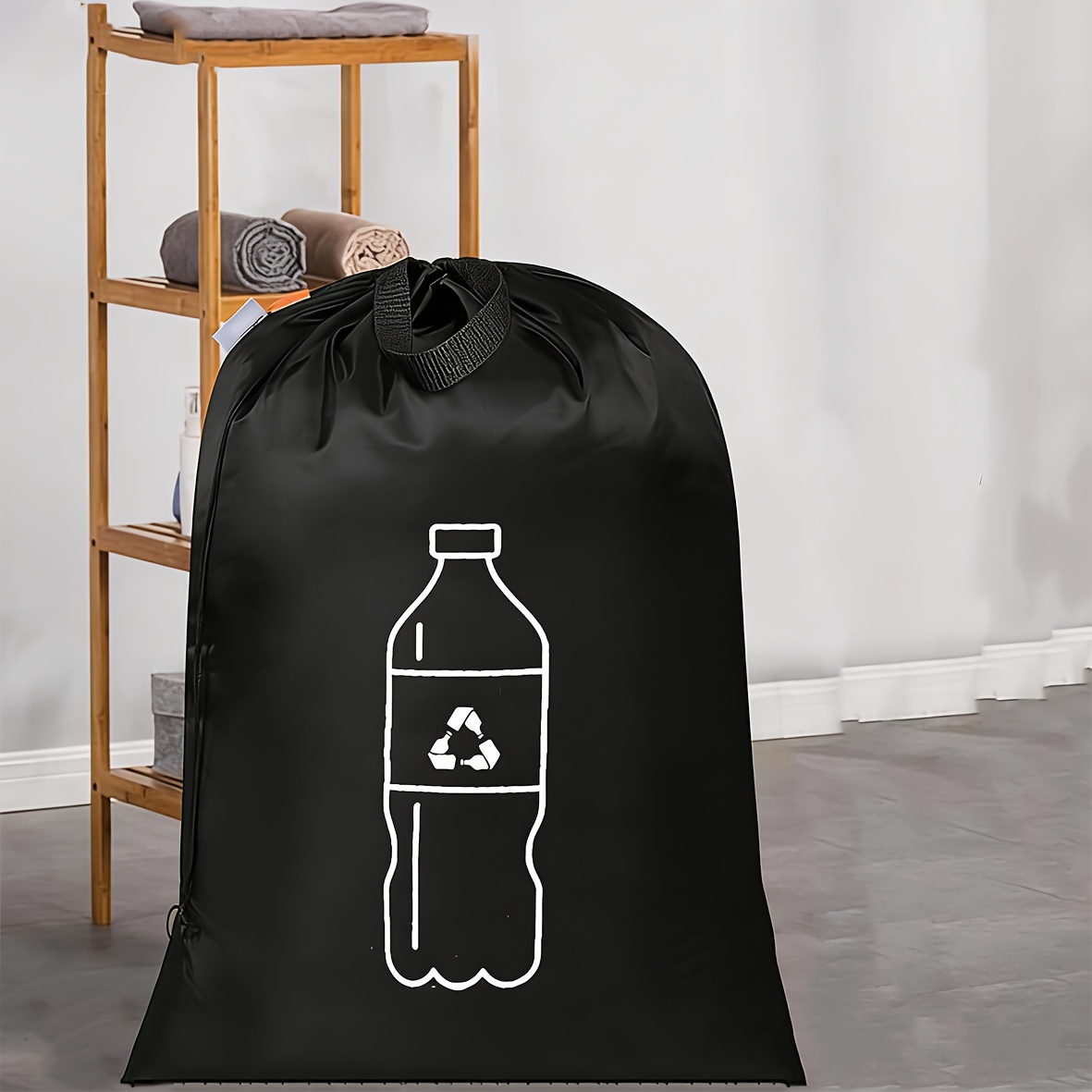 E-shop Extra großer, faltbarer, wiederverwendbarer Beutel | Zylindrische Polyester-Aufbewahrungsbox für Papier- und Plastikflaschen, offenes Design für