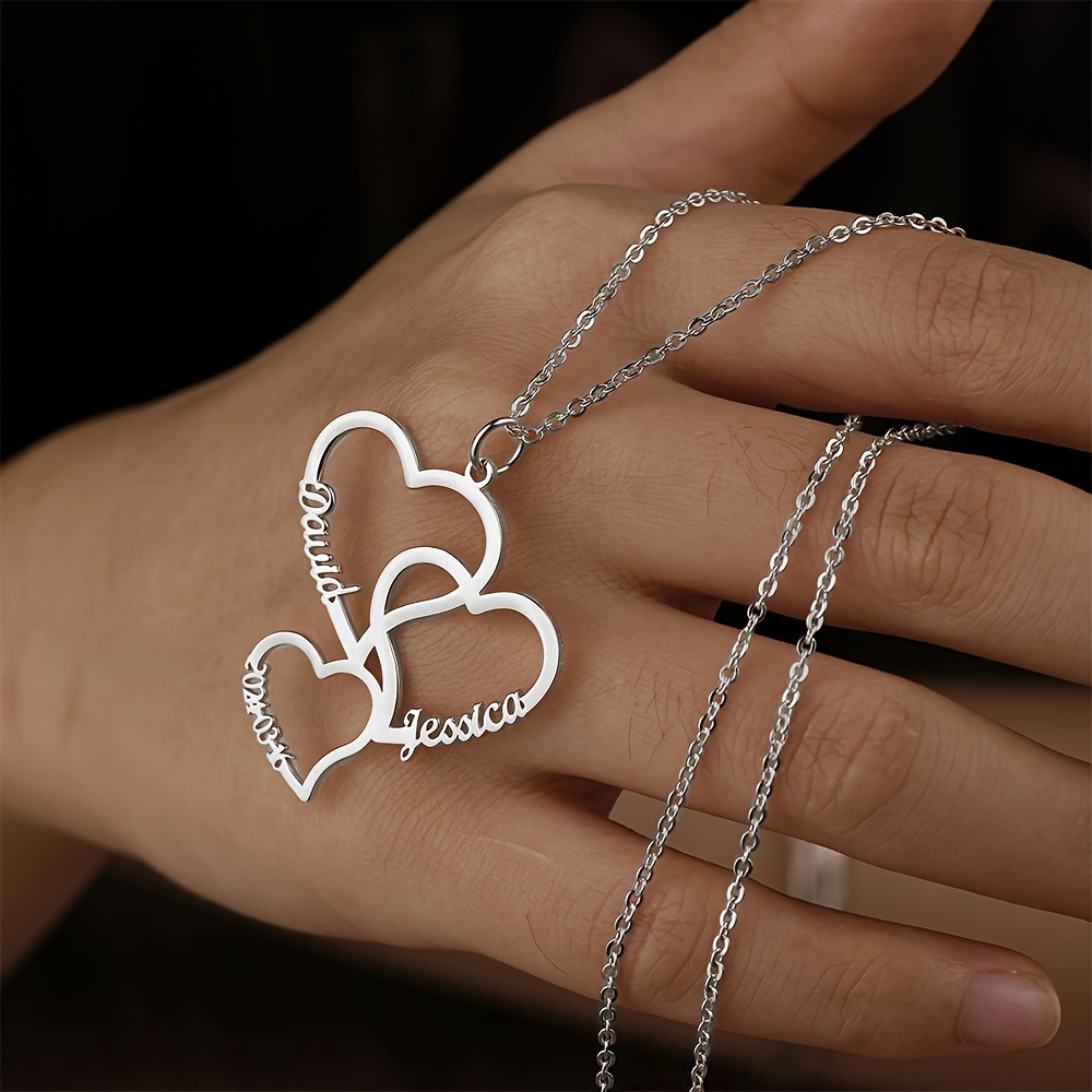 E-shop [Anpassung] . Mehrfach-Namen Mehrfach-Herz Halskette, Elegante Klassische Romantische Anpassungsschmuck, Geeignet für Tägliches Matching,