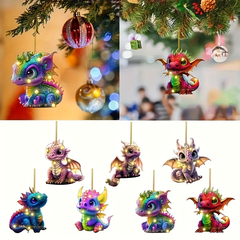 

7 pièces de décoration de Noël en acrylique de dragon festif : décorations de Noël pour votre maison - Art et artisanat