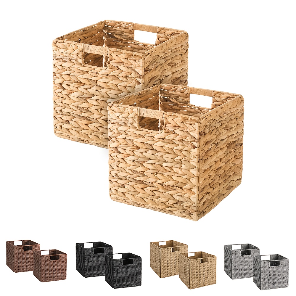 

Foldable Water Storage Baskets Wicker Cube Baskets Rectangular Laundry Organizer For Bedroom, Living Room, Nursery Room, Shelves, Pantry