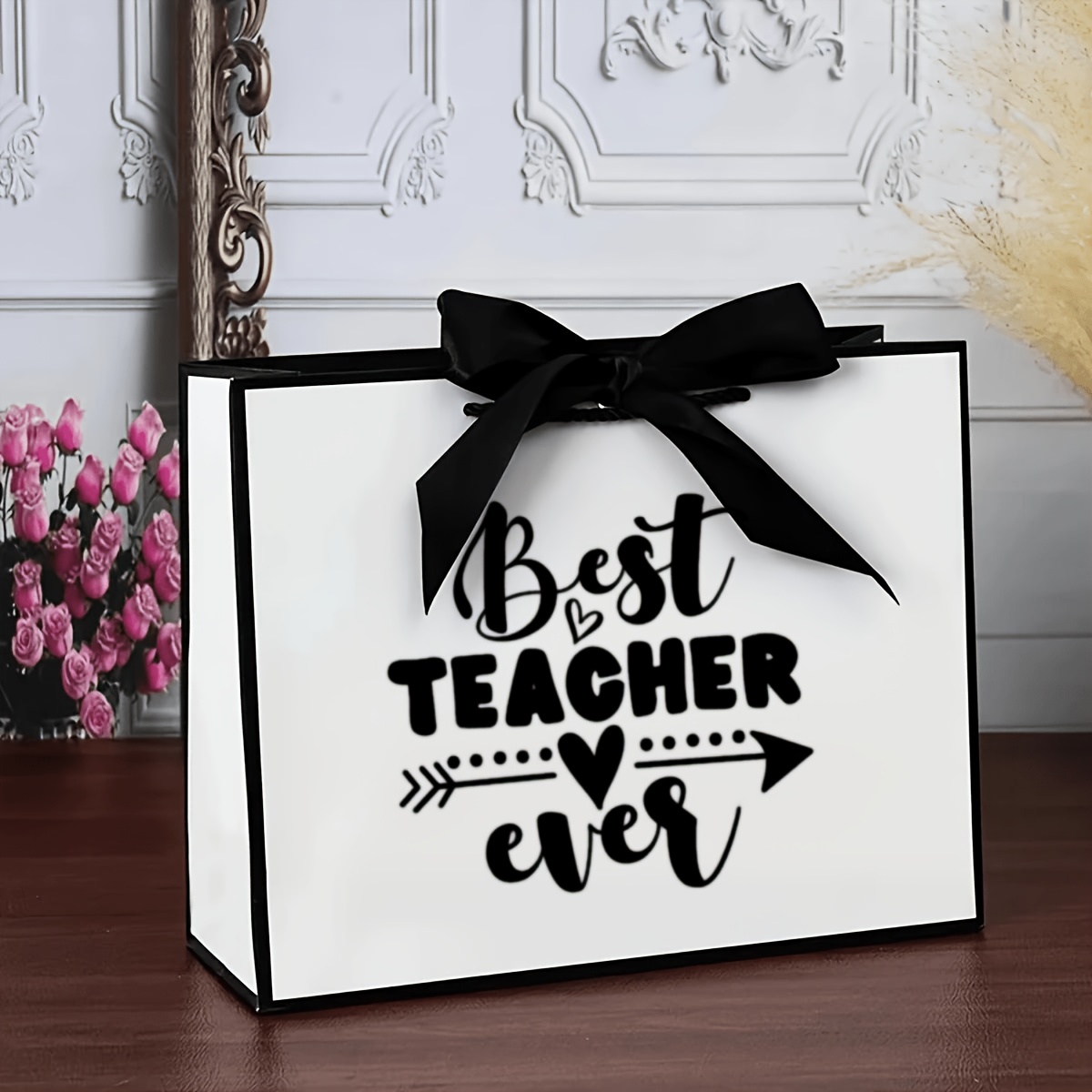 TEMU Teacher Gift Bag - Back To School/anniversary Gift, Simple, Lightweight, And Foldable, Design, Birthdays/christmas/teacher's Day Gifts, ,