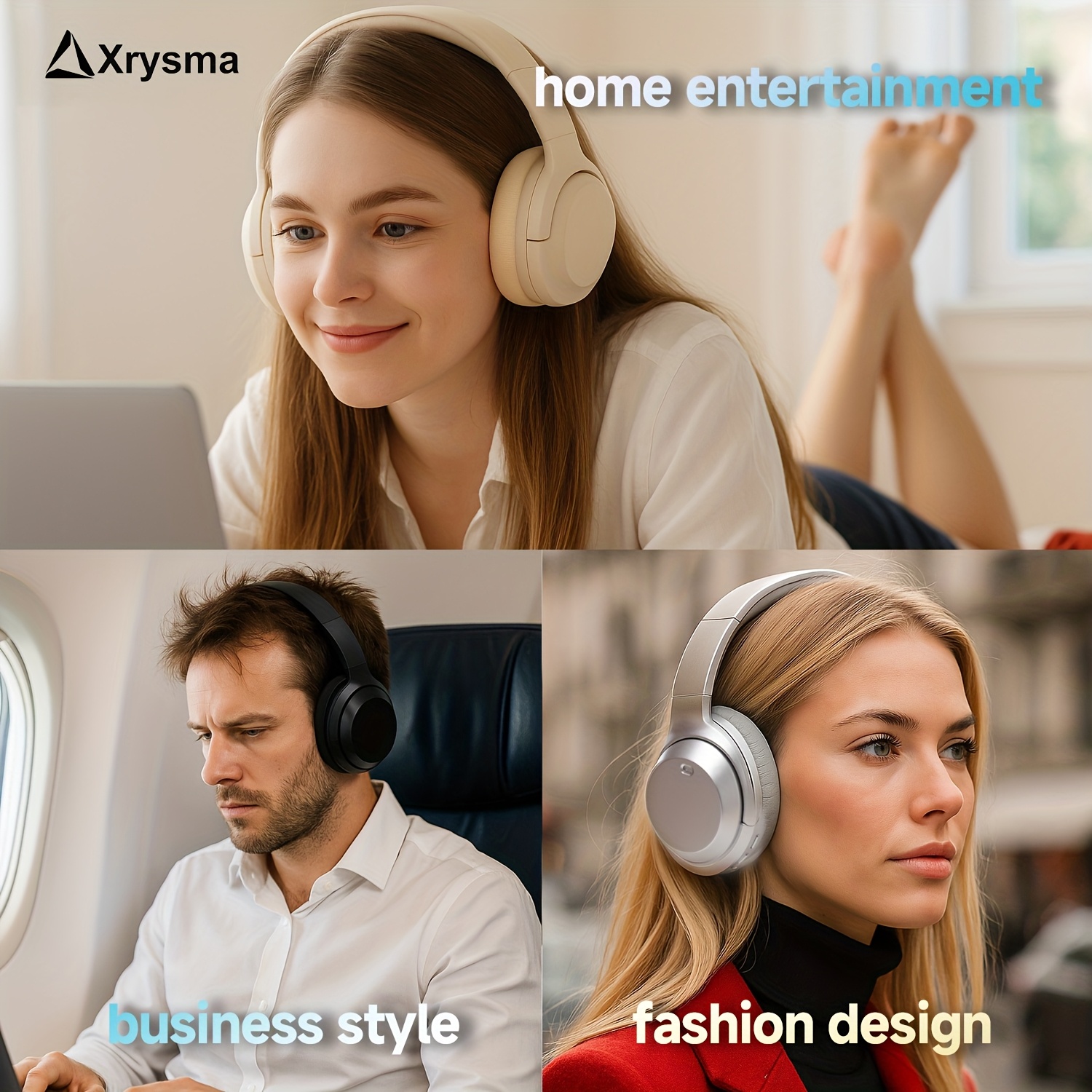 Xrysma Active Noise Cancellation Wireless Headphones, Hi-Res Audio Wireless 5.3 Headset With 35H Playtime, Multipoint Connection For Home, Office, Travel