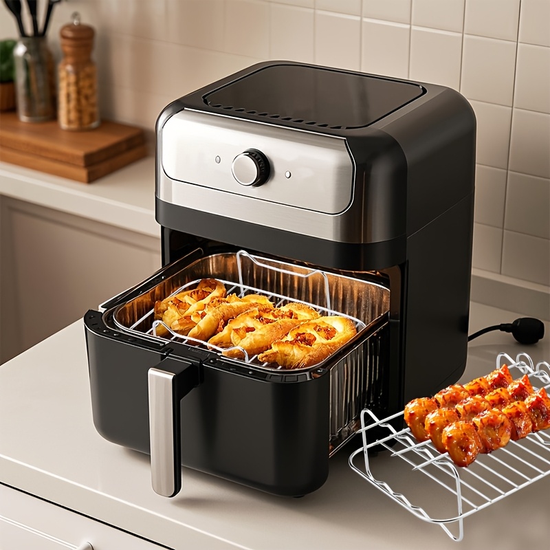 stainless steel air fryer grill set with skewers 7 87 x5 12 rectangular dehydrator rack for healthy cooking   kebabs vegetables and meats versatile cooking rack functional cooking set stainless steel rack