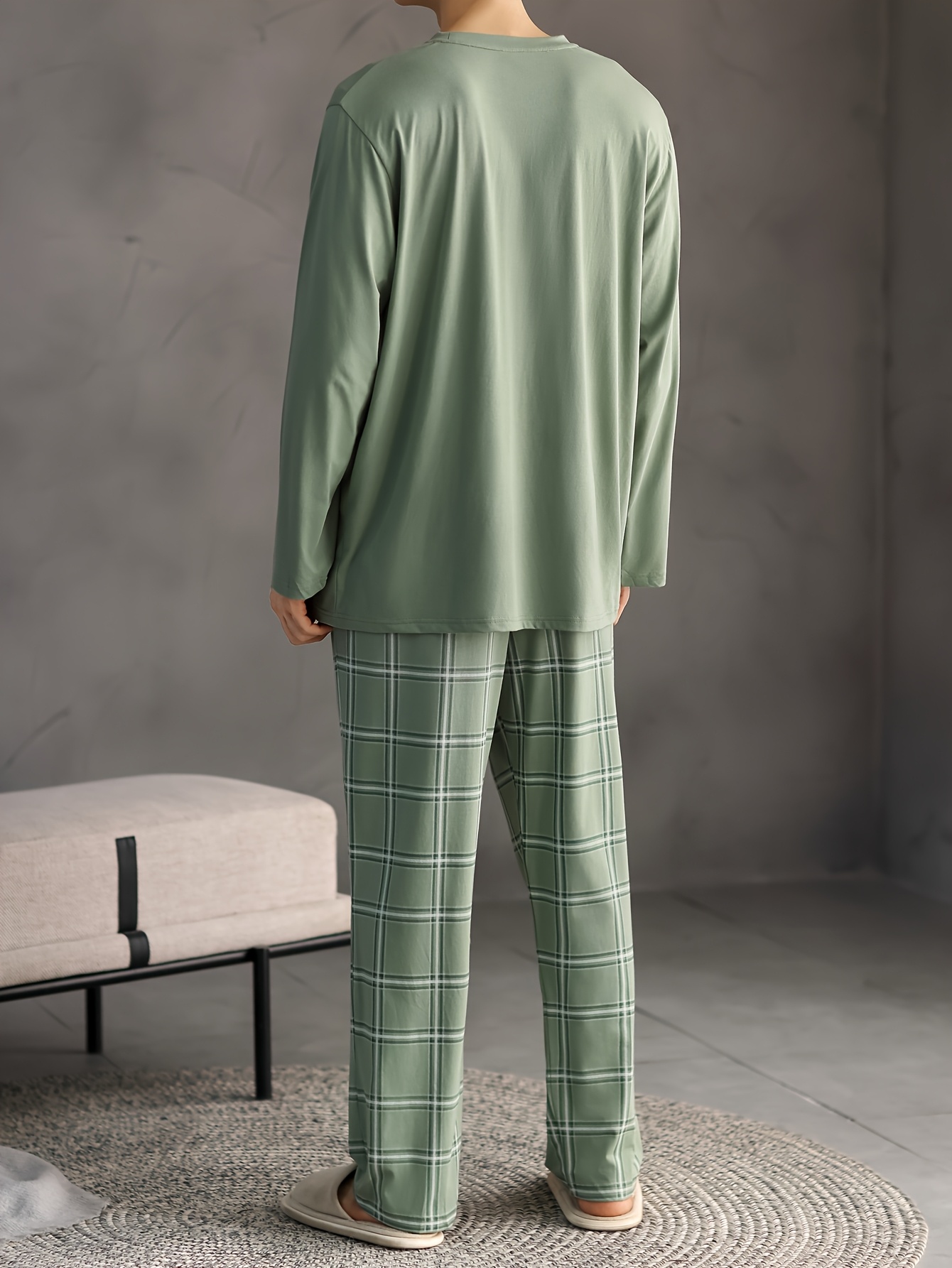 Monodosen Brand + 20% Off Price Comparison New Spring and Autumn Men's Pajamas with Long Sleeves and Trousers, Wearable Outdoors with Pockets, High-end Casual Fashion Home Clothes Set