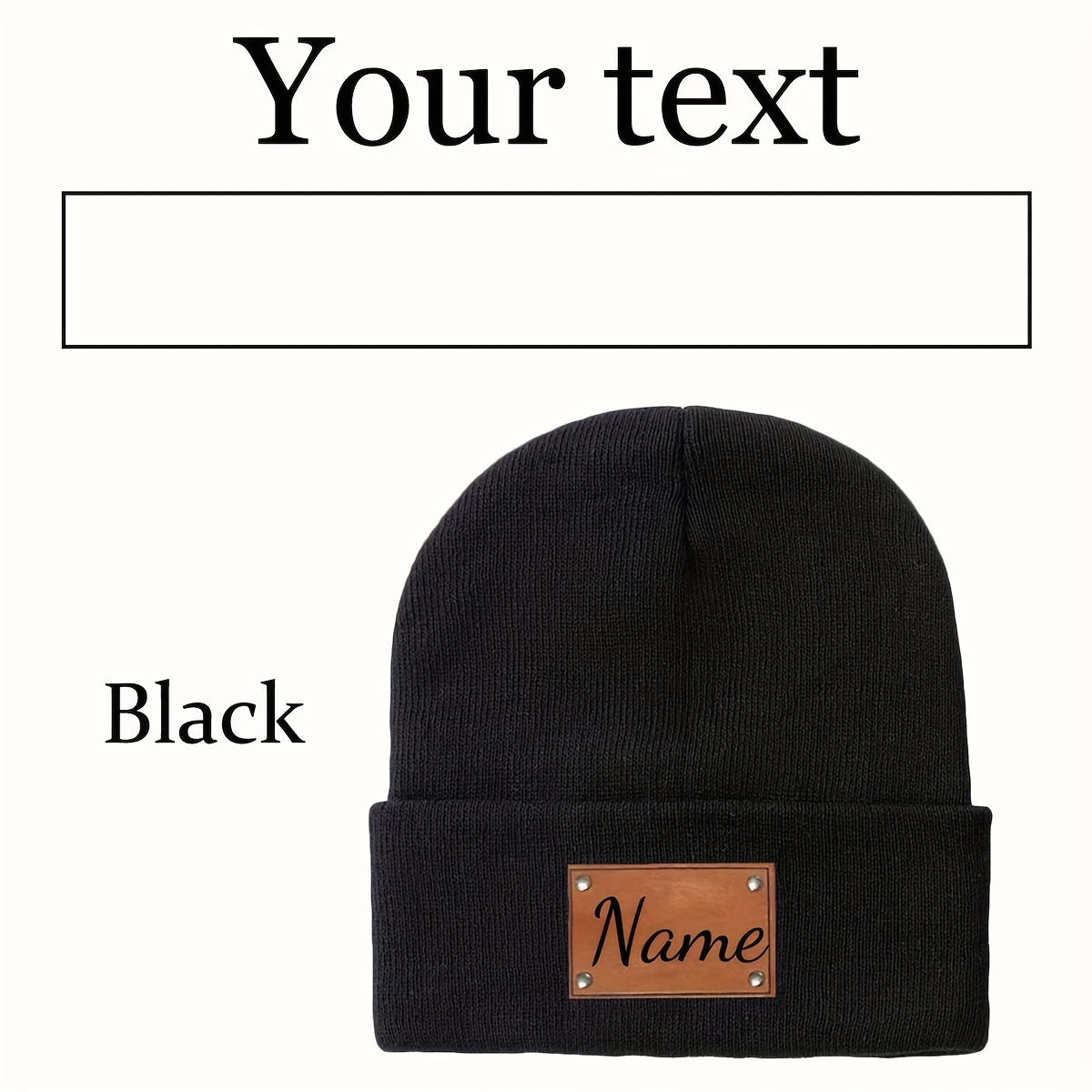 TEMU Gorro de Invierno Personalizado con Parches - Gorro Retro Elástico Ajustado, y Unisex para Navidad, San Valentín, Regalo de (Negro//Azul/)