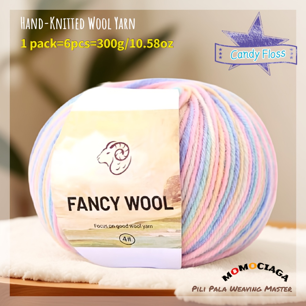 Image of 6pcs Section Dyed Merino Wool Yarn-300g/10.58oz, Medium Fine Rainbow Yarn For Crocheting And Knitting Sweaters, Scarves, Hats, Gloves, Jackets, Blankets And Other Clothing, 50g/roll