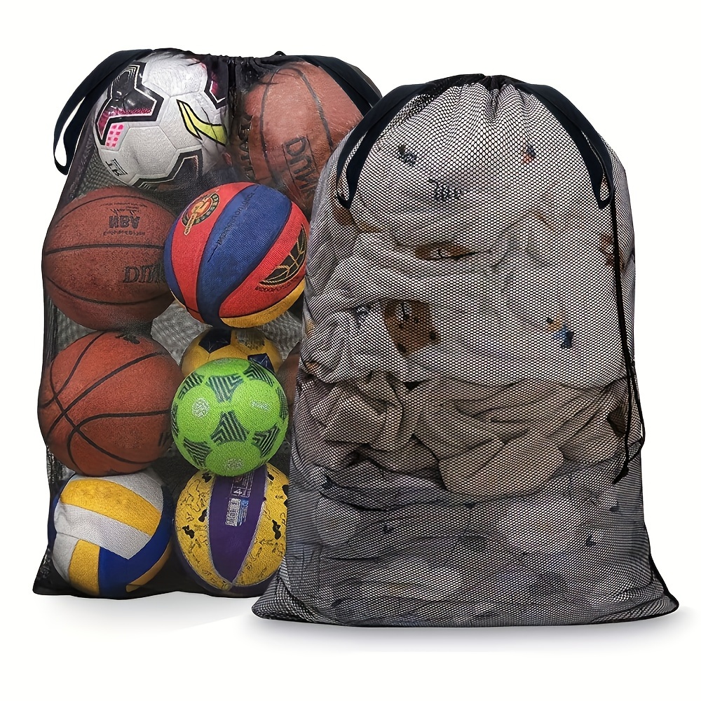 

1pc Large Capacity Mesh Storage Bag, Sports Ball Storage Bag, With Drawstring & Shoulder Strap, Suitable For Team Sports Volleyball Basketball Football Swimming Equipment, Sports Accessories