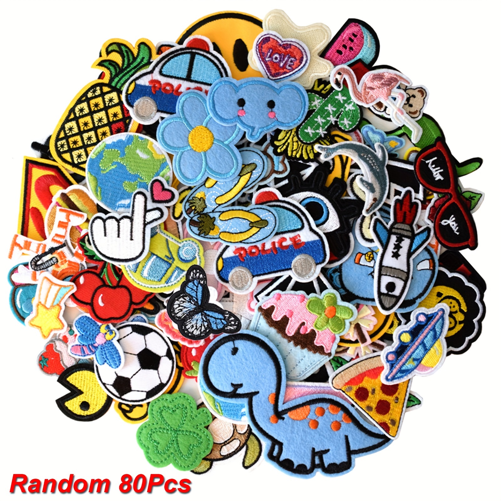 

80pcs Embroidered Iron-on Patches Set - For Diy Jackets, , Backpacks &