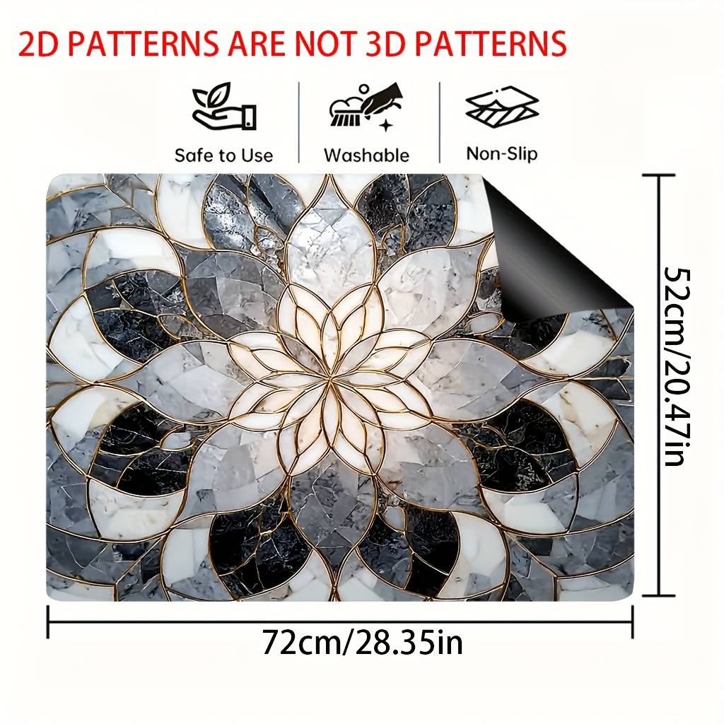 TEMU 1 pièce, Tapis de Plat 2D pour Plaque de Cuisson et Couvercle de pour Cuisinière à Gaz, Motif Marbre Élégant, Fournitures de Café Adaptées à