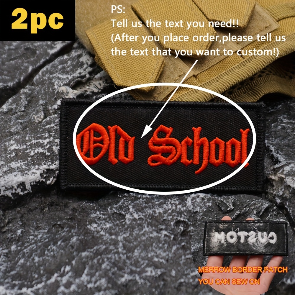 TEMU 2pcs Custom Embroidered Name Patch - Black - 9*4cm - Personalized Text For Clothing, Hats, And Other Accessories