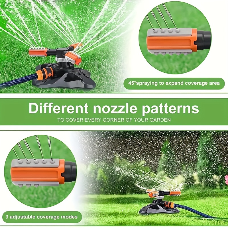 360° Rotating Garden Sprinkler 2 Spray Modes Lawn Sprinkler
