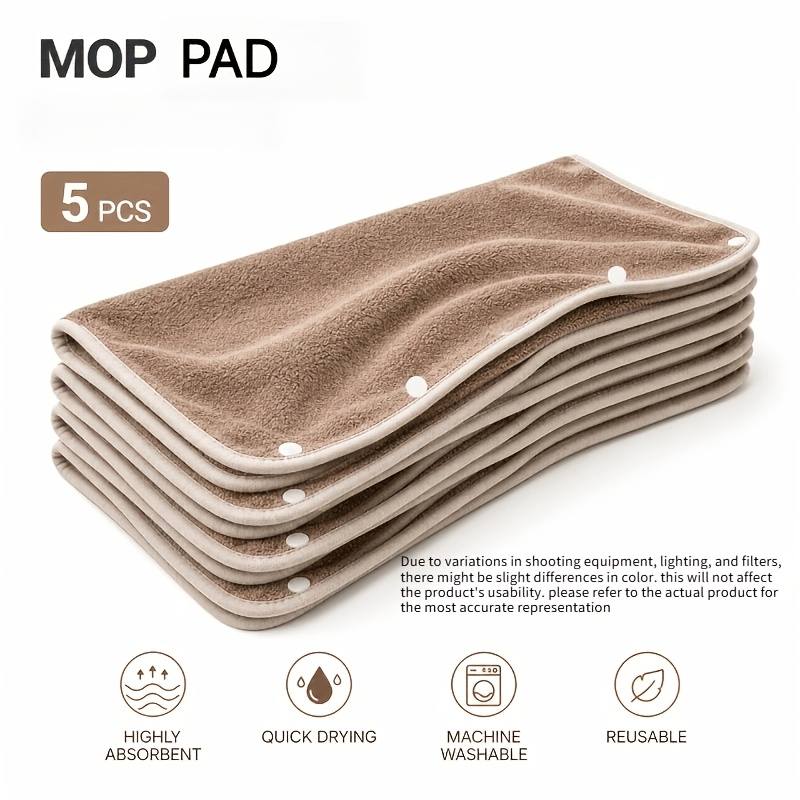 TEMU 5-pack Replacement Pads For Squeegee Mops, Thickened Absorbent Mop Cloths, Soft And , Strong Stain Absorption, For Household Floor Cleaning,