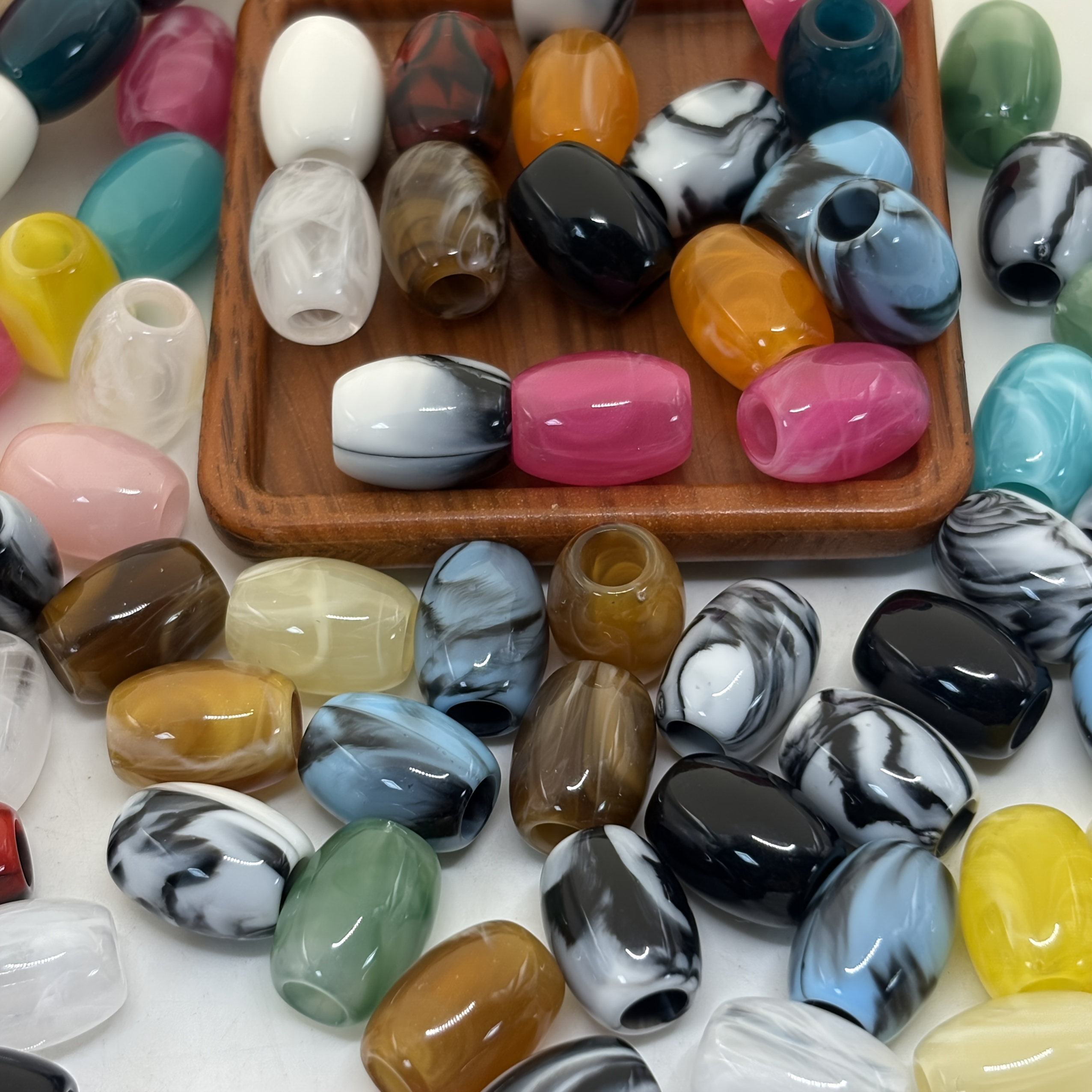 TEMU 27pcs/14*10.5mm, Large Hole Acrylic Colored Beads, Handmade Materials, Clothing Decorations And Additions, Jewelry Materials, Craft Supplies,