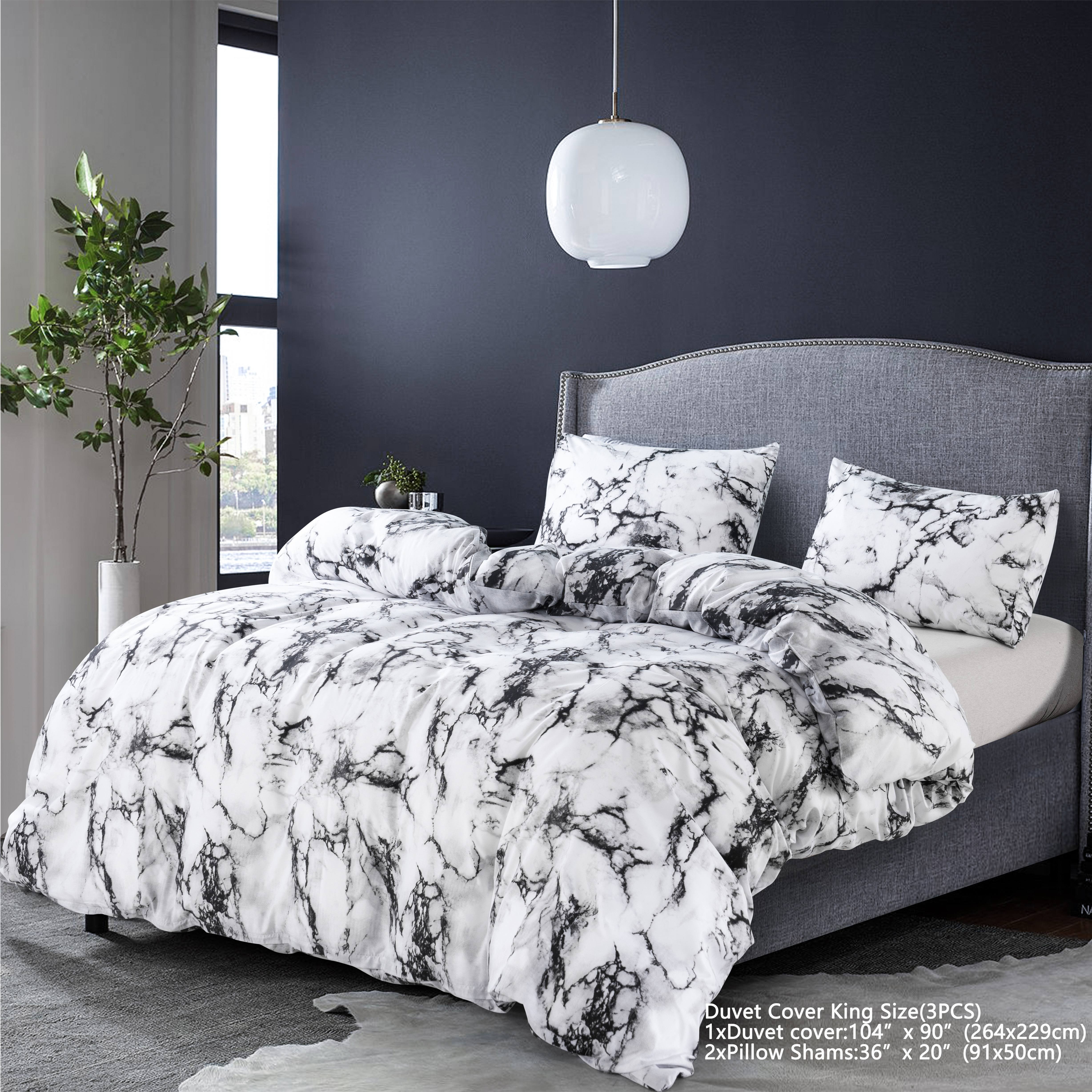 TEMU Duvet Cover Queen Comforter Cover Set "x90" Duvet Cover With 2 Pillow Shams Microfiber Soft Lightweight Hotel 3pcs White Bedding Set