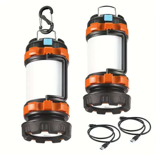2 pack led camping lantern flashlight 500 adjustable brightness 6 light 1200mah power bank usb c rechargeable durable aluminum alloy portable torch for emergency hurricane survival kits