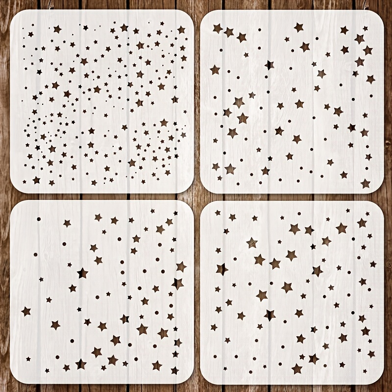 TEMU lot de 4 pochoirs réutilisables d', pochoirs géométriques et pochoirs de fond est parfait pour les créations DIY. Mesurant 5,12 x 5,12 pouces,