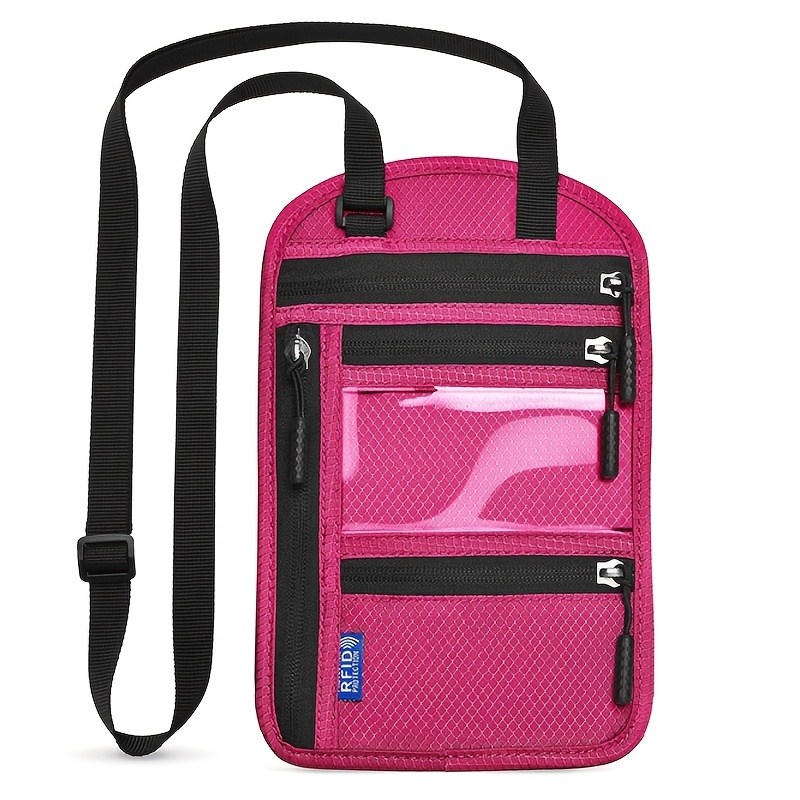 TEMU [Billetera de Viaje con Bloqueo RFID] Billetera de Viaje con Bloqueo RFID y Correa Ajustable para el Cuello - un Soporte de Pasaporte de Nylon
