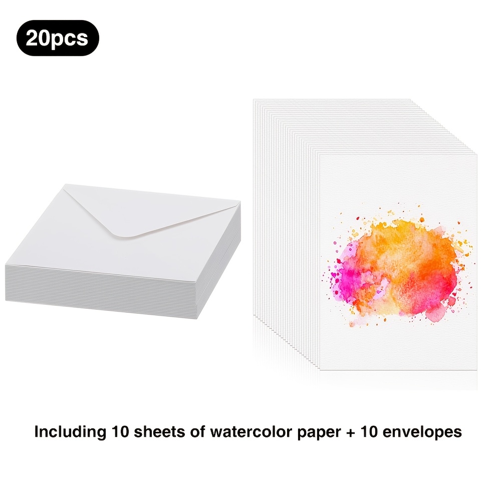 TEMU 20/30pcs 10.16x15.24cm Watercolor Paper Envelope Set—includes A Set Of Watercolor Paper And Envelopes: 300gsm High-quality Watercolor Paper