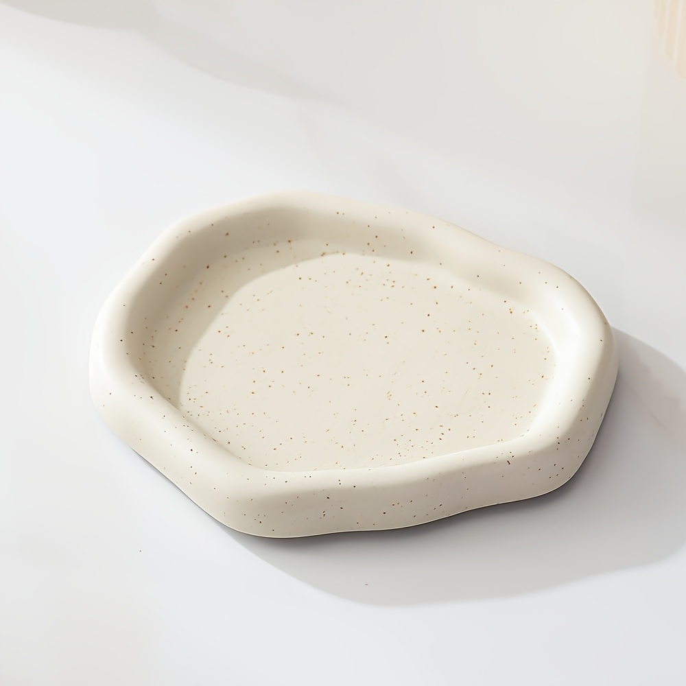 TEMU 1pc Ceramic Irregular Bathroom Storage Tray, Jewelry Organizer, Creative Small Item Storage Container, Thickened Design, Ceramic Material,