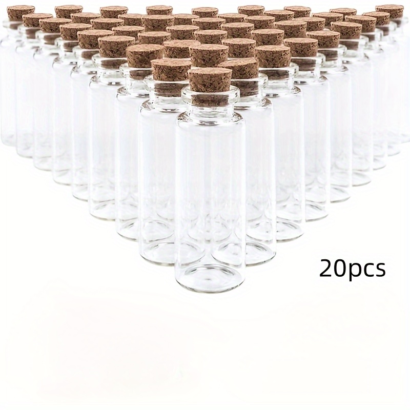 20pcs 20ml Glass Bottles With Corks, Mini Small Glass Vials For Wedding Favors, Decor
