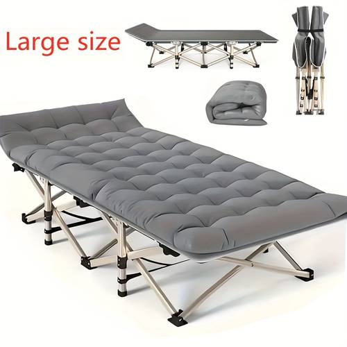 1 Piece 74in Outdoor Folding Bed, Camping Cot with/without Double-sided Mattress, Sports Field Use Lounger, Portable Foldable Bed, Heavy-duty Sleeping Cot with/without Carry Bag