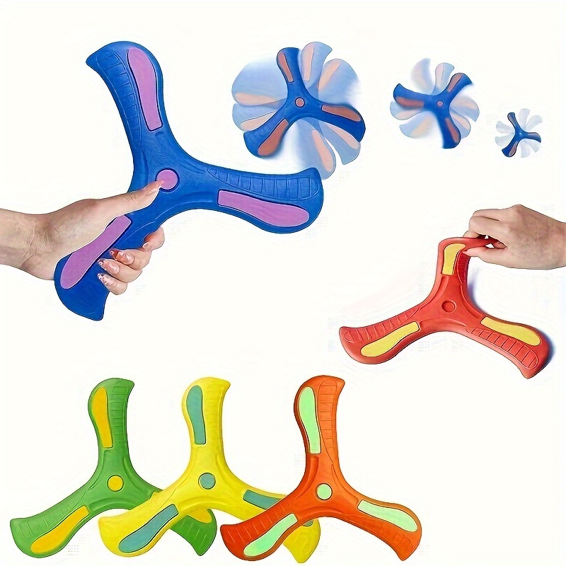 

2-pack Plastic Boomerangs, Hand Thrown Tri-leaf Design, Outdoor Interactive Multiplayer Game, Pet-friendly Returning Boomerang Toy For Ages 14+